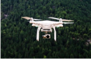 an aerial view of drone in air